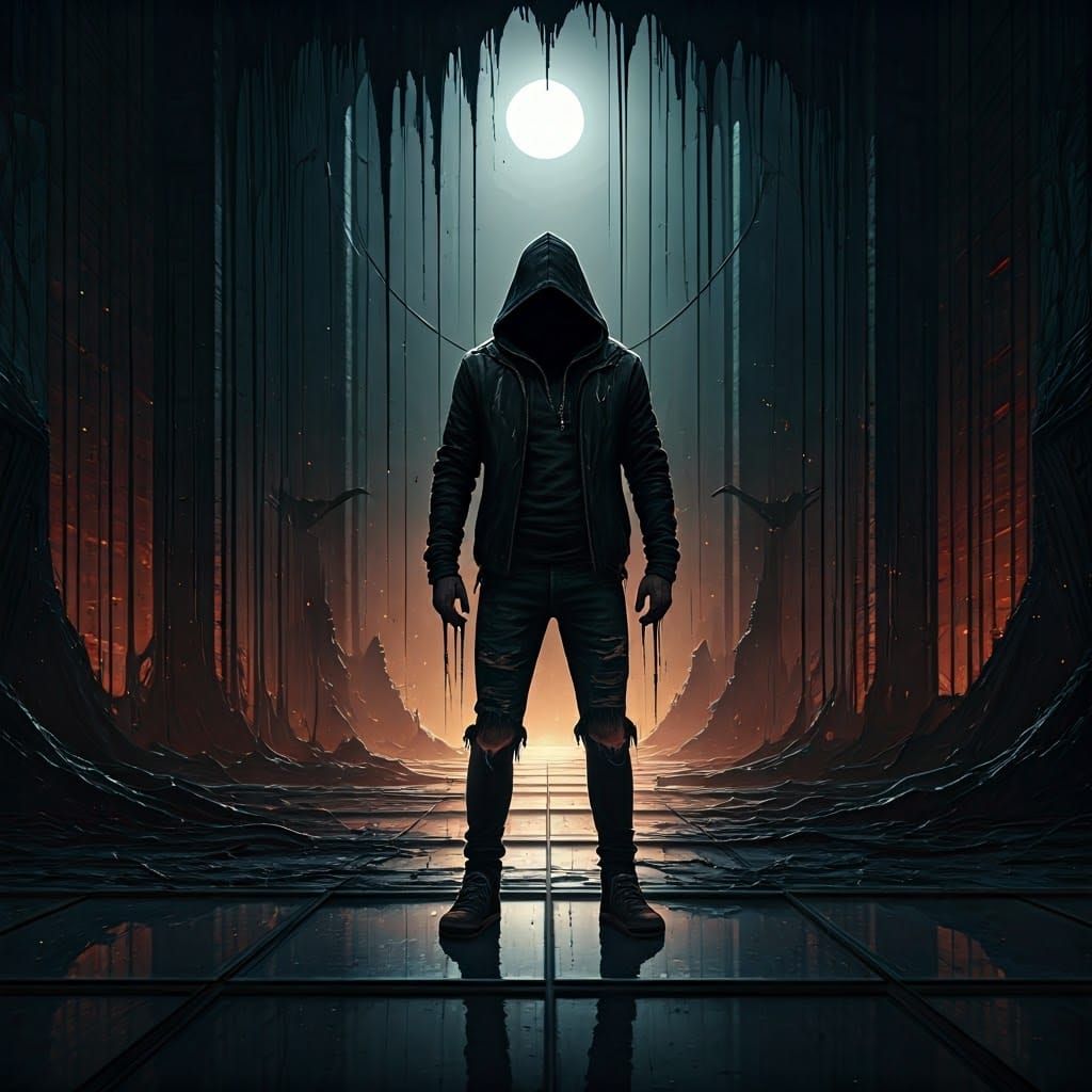 Dark Warrior Emerging from Viscous Darkness