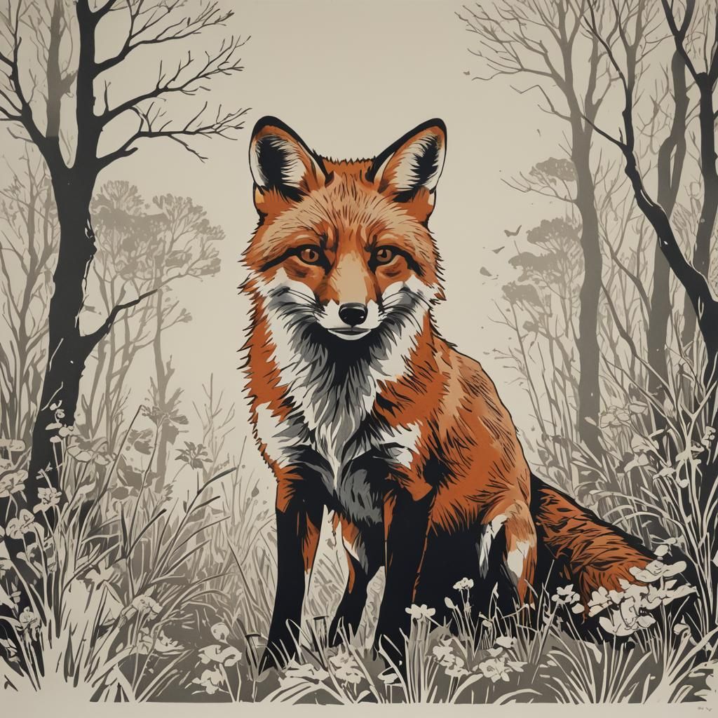 Fox Screen Print Art