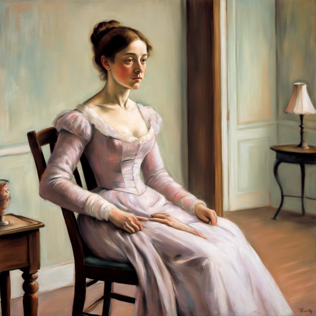 Edgar Degas Style Painting of Woman in Soft Pastels