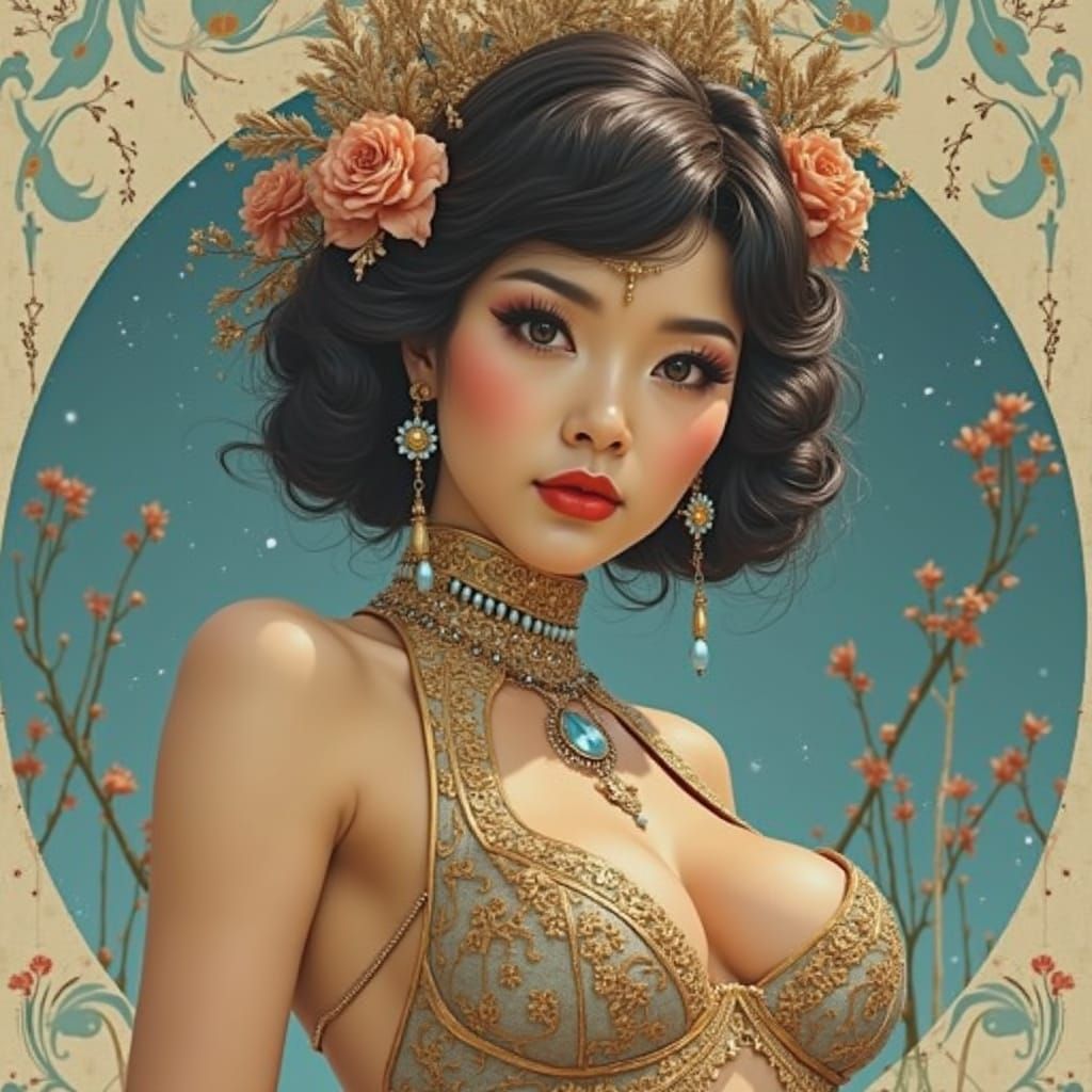 Edwardian Asian Woman in Sci-Fi Matte Painting