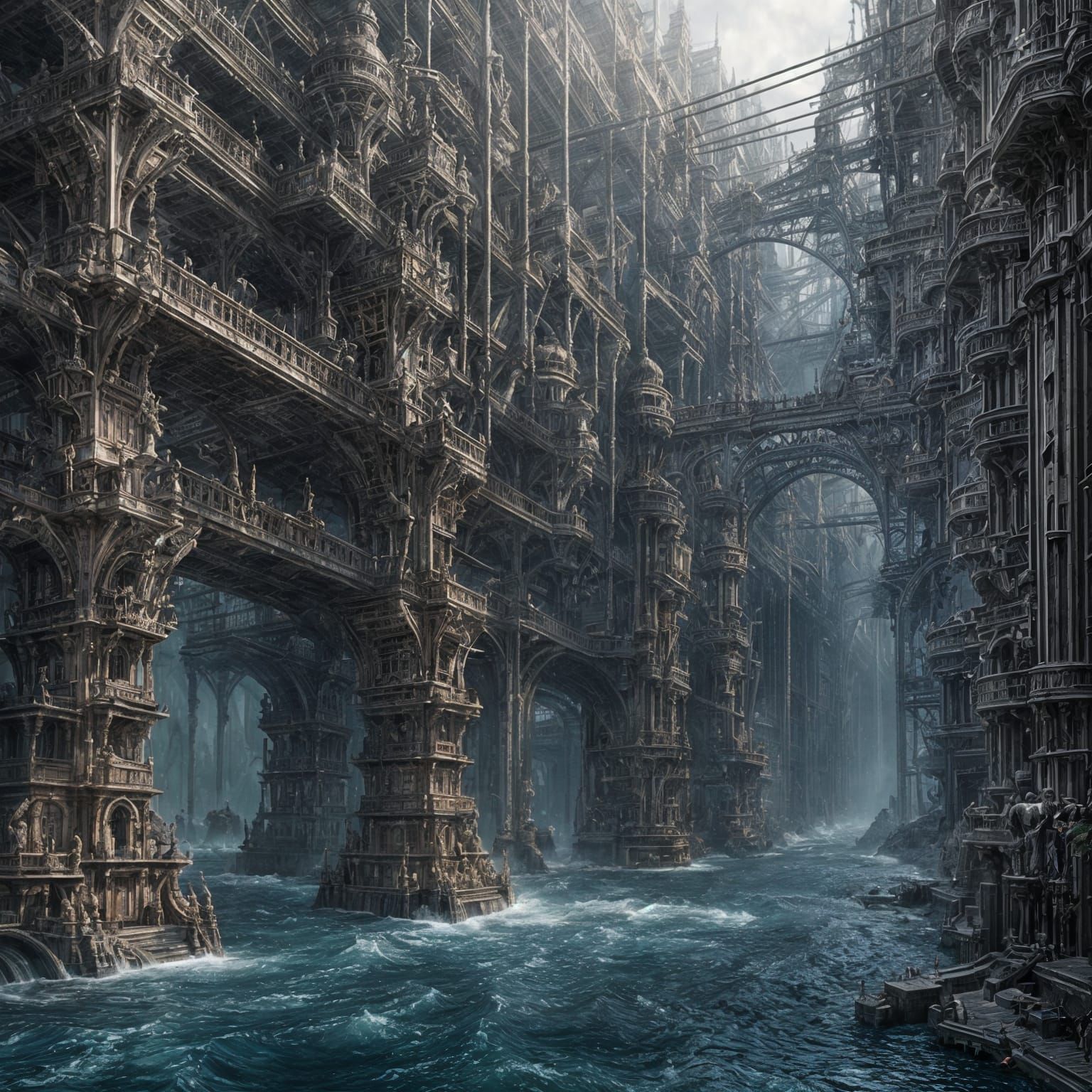 Water Flowing Through Steel: Digital Matte Painting