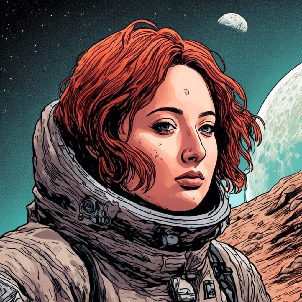 Moon Portrait in Comic Book Art Style