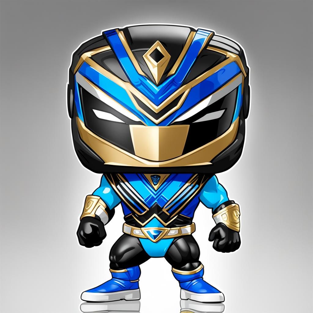 Vietnamese man with short black hair as the blue diamond centaur power ranger funko pop