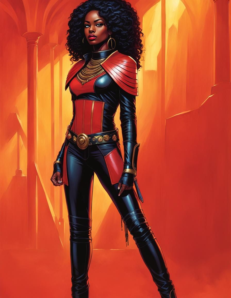Black Girl in Egyptian Temple, Comic Book Art