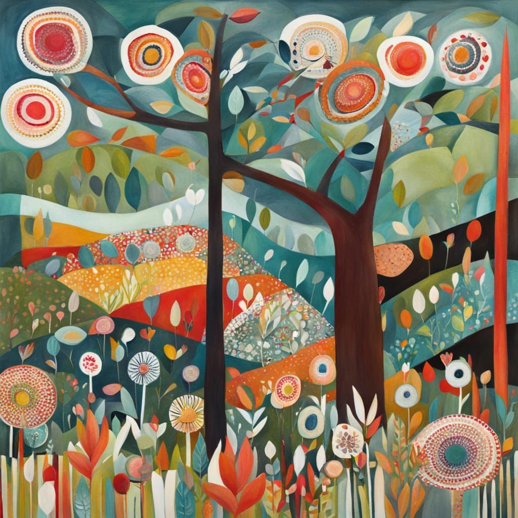 Surreal Landscape Painting in Vibrant Colors