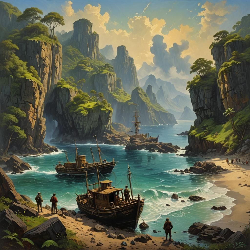 Mysterious Island: Oil Painting by James Gurney