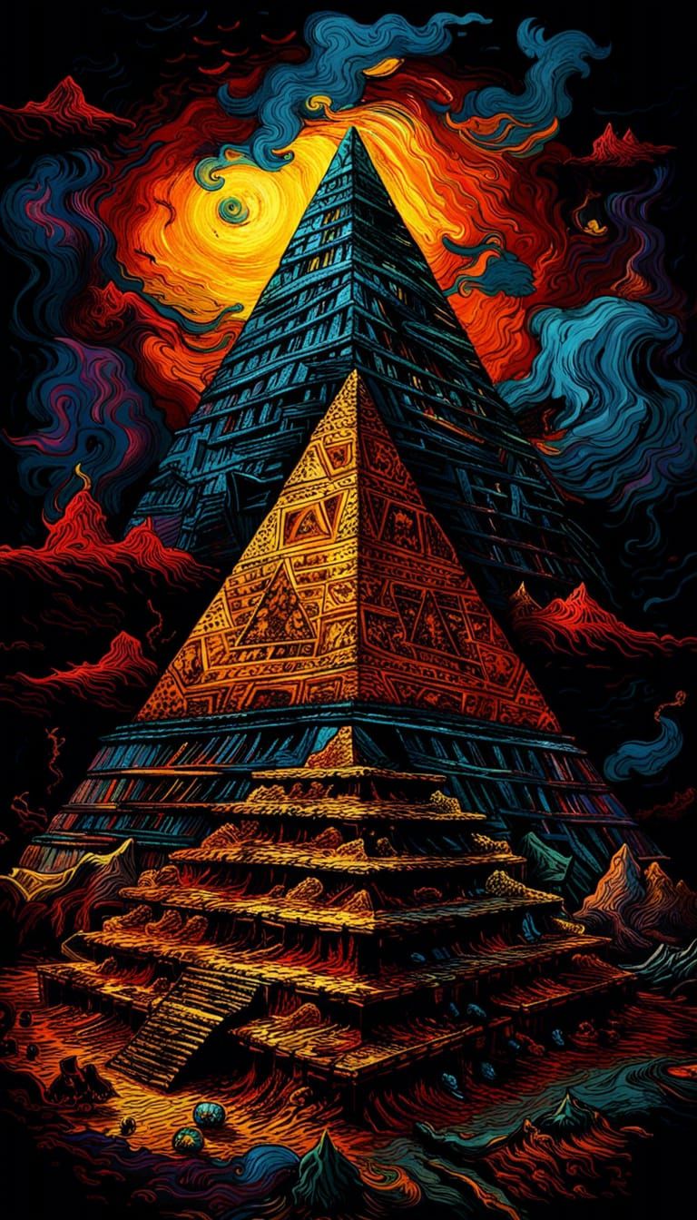 Apocalyptic Pyramid Concept Art in Maximalist Style