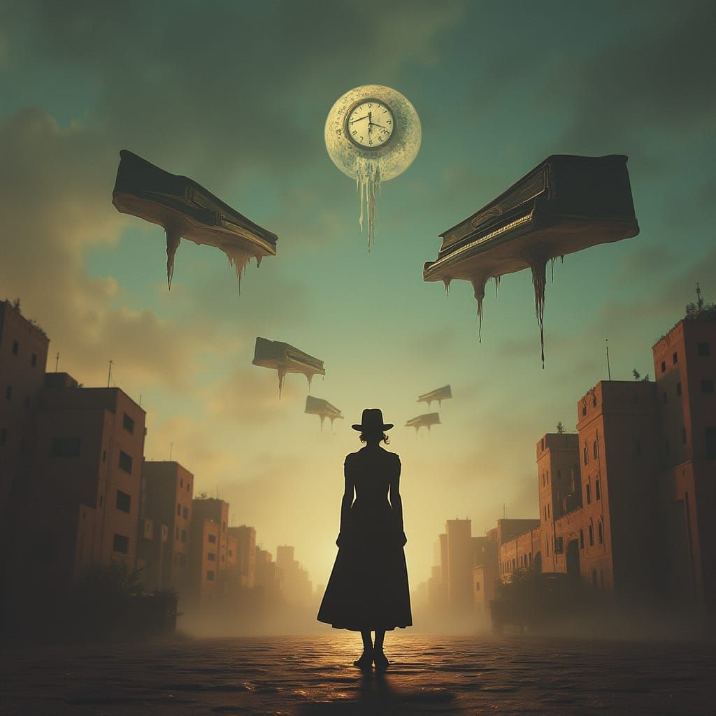 Surreal Casablanca Dreamscape with Cowgirl Figure