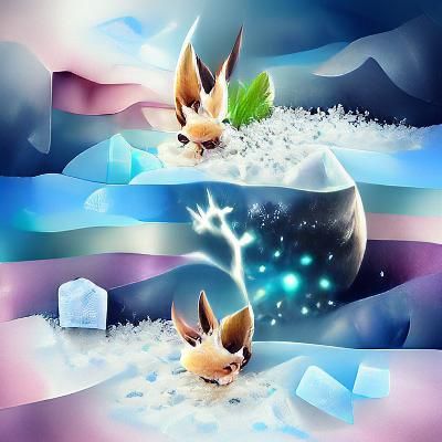 Celestial Glaceon in a Snowy Digital Illustration