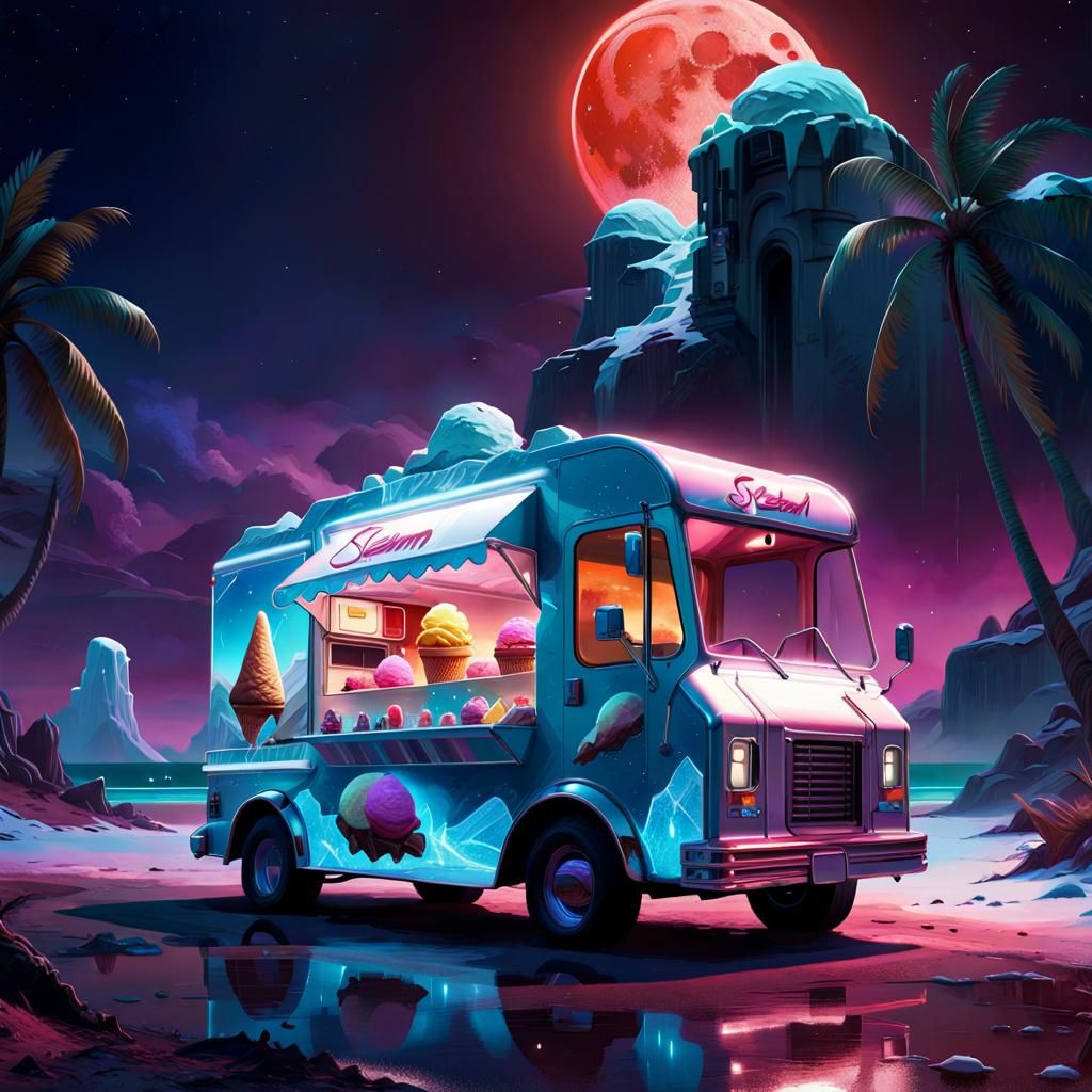 Futuristic ice cream truck