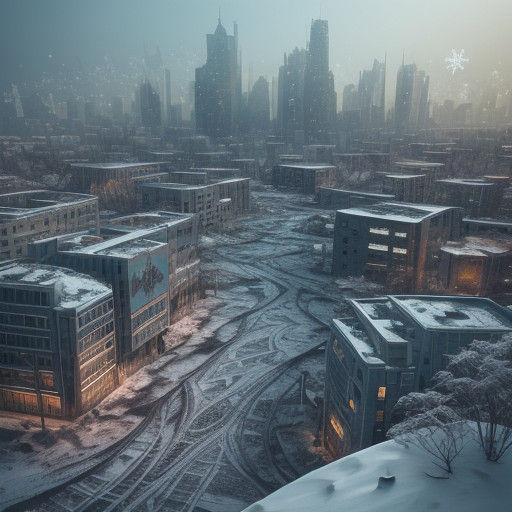 Cyberpunk Apocalypse: A Serene Winter Landscape of Hope Amid...