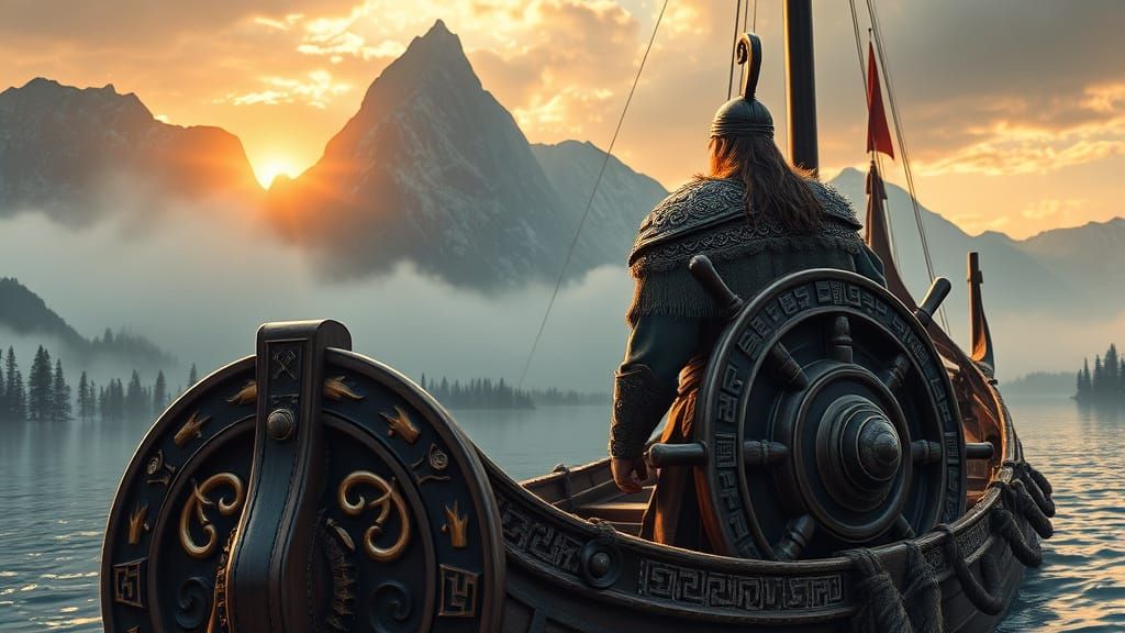 Viking King in Breathtaking Nordic Landscape