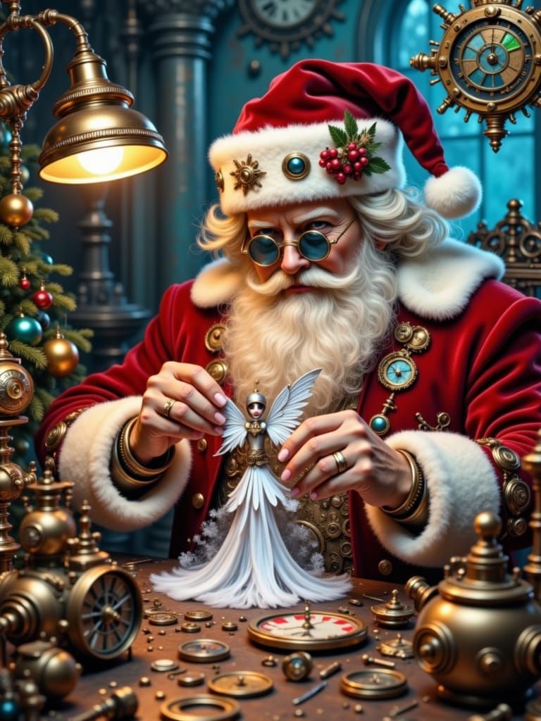 Steampunk Santa Crafts Magical Snow Fairy