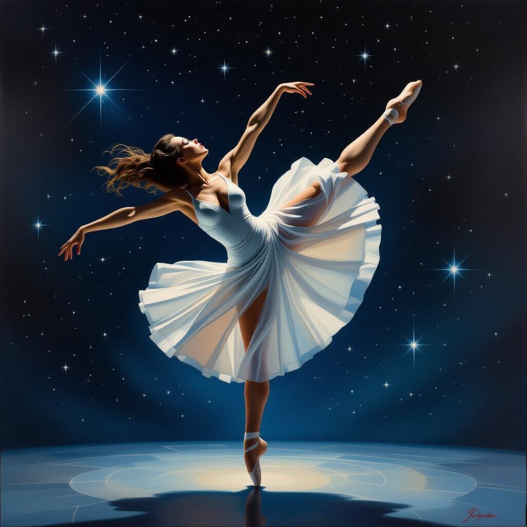 Surrealist Dancer in Cosmic Void, Dalí & Degas Inspired
