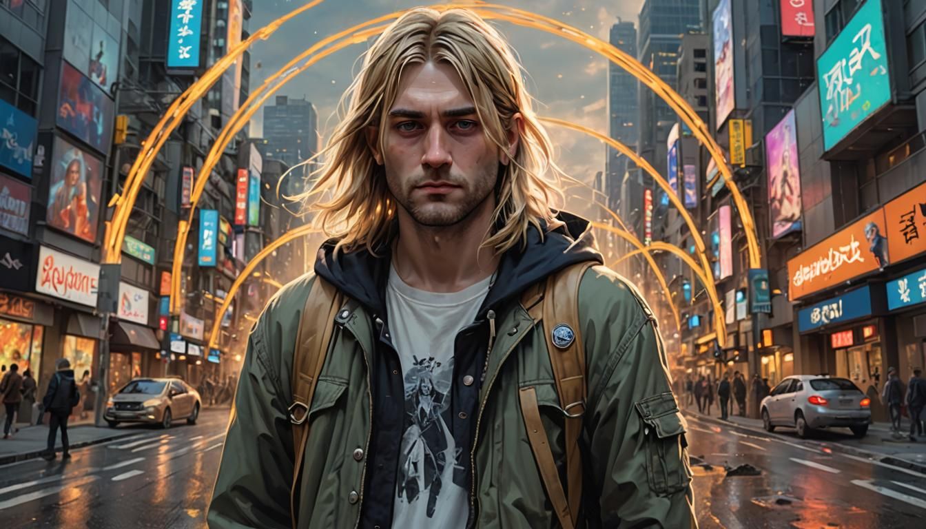 Kurt Cobain as Multidimensional Psychonaut in 3D Anime Art