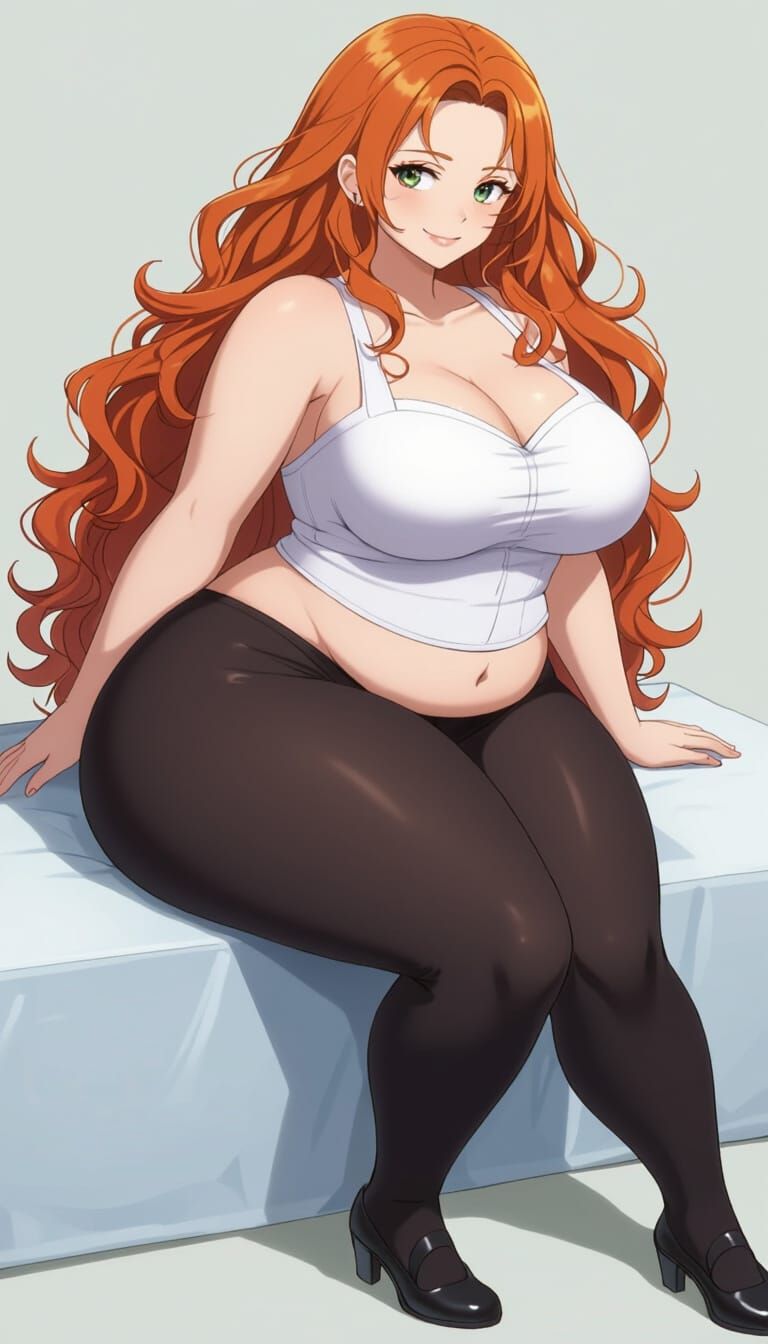 Anime-Style Woman in Floral Meadow Illustration