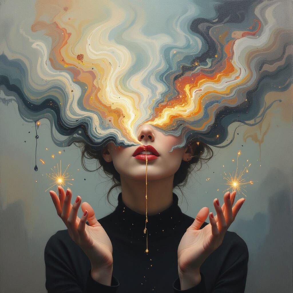 Thoughts as Elements: A Surreal Dreamscape in Drippy Oil Pai...