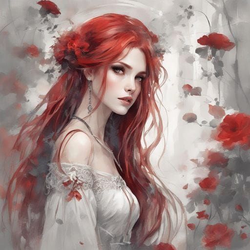 Beautiful Gothic Girl Portrait in Royo Style