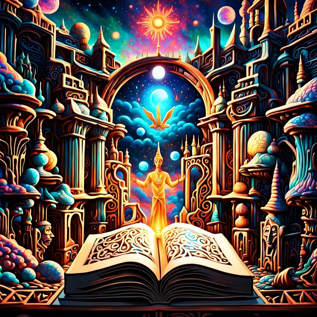 Cosmic Book of Knowledge: A Digital Astral Painting