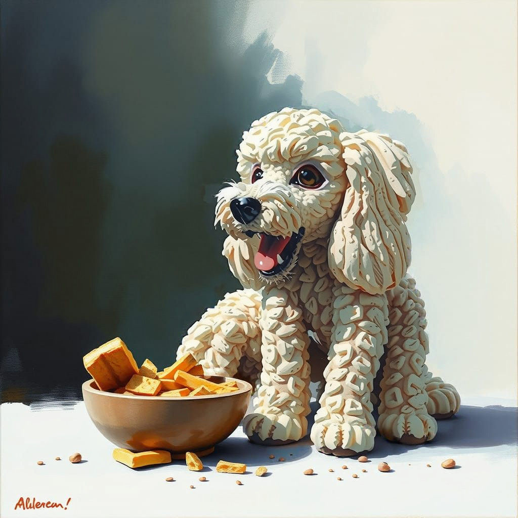 Elegant Poodle Dog in Whimsical Clay Sculpture