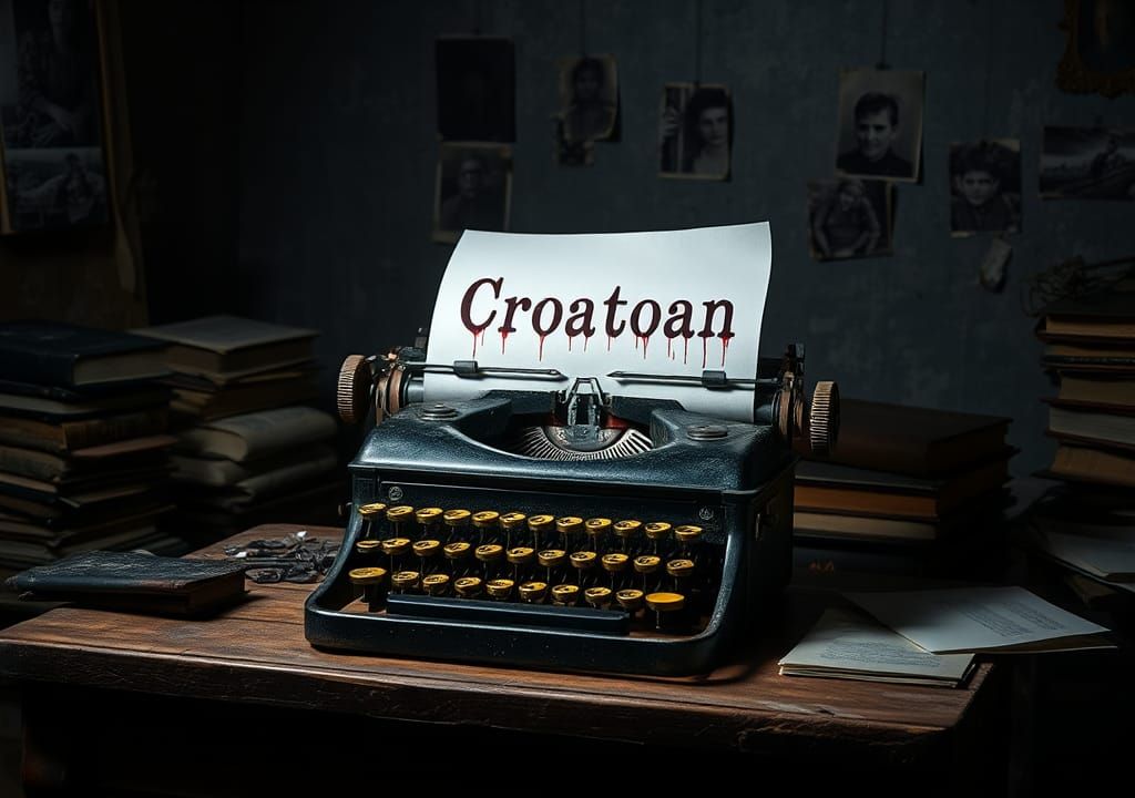 Ominous Typewriter in Dark Surrealist Style