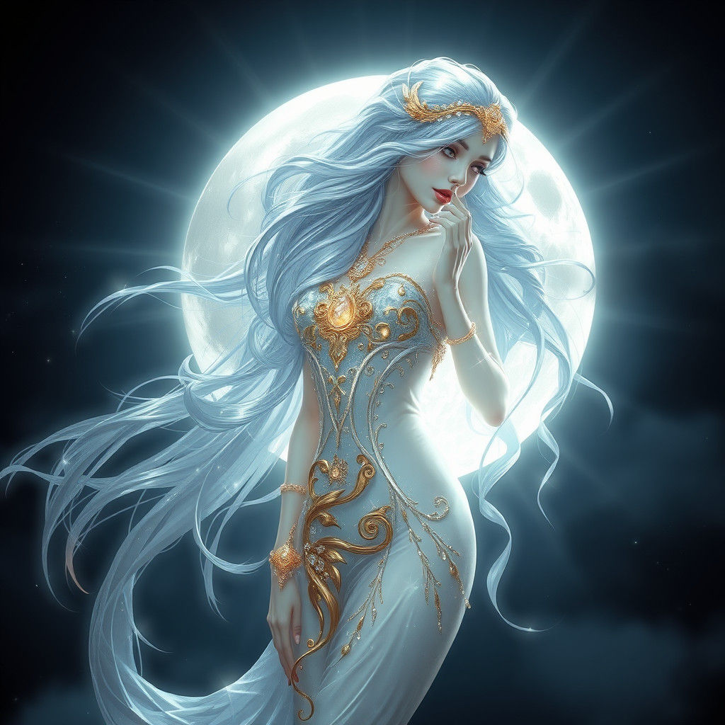 Ethereal Moon Goddess in Hyperrealistic Digital Painting