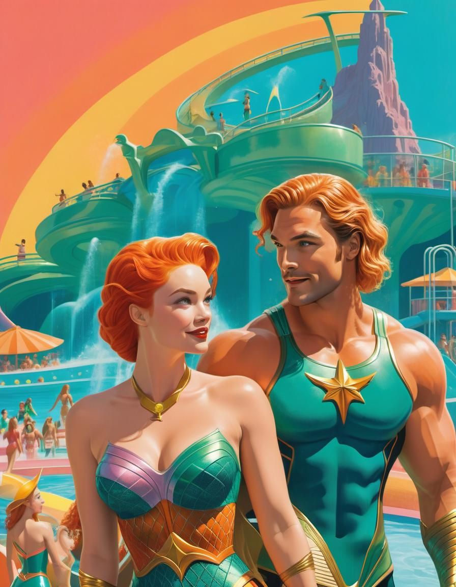 Aquaman and Mera at a Whimsical Waterpark