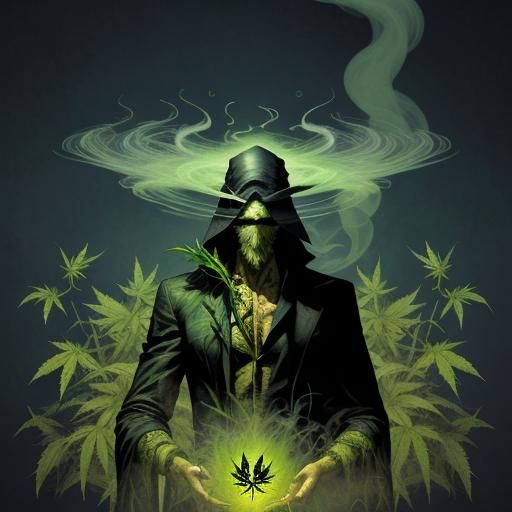 smoke man made of weed plants fly proboscis face saint of si...