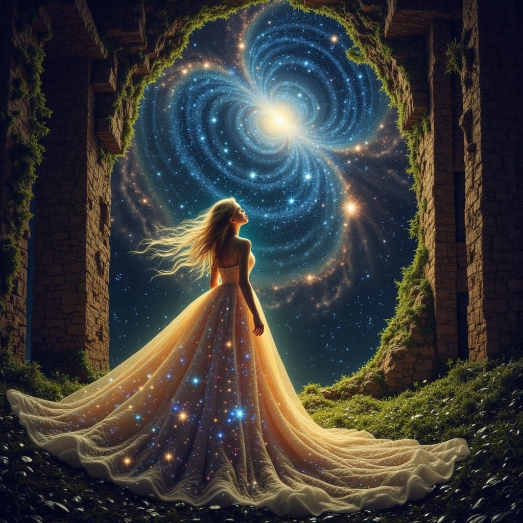 Spectral Girl in Star Gown at Observatory Ruins