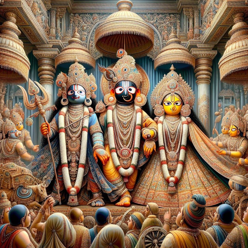 Lord Jagannath, Balaram and Subhadra: 3D Digital Art