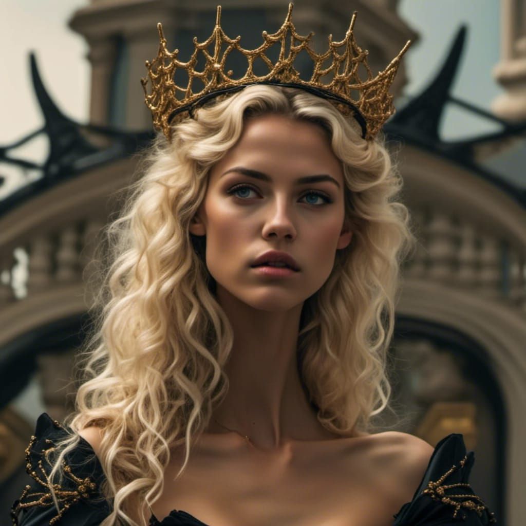 Queen Persephone in Black Gold Crown