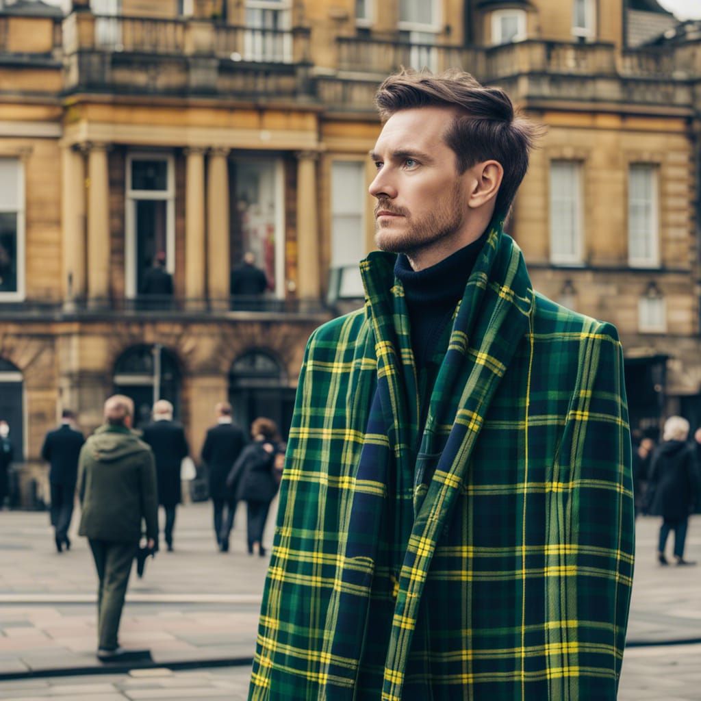 Scottish Man in Traditional Tartan Kilt