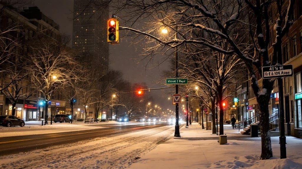 Serene Snowy Evening on 41st Street