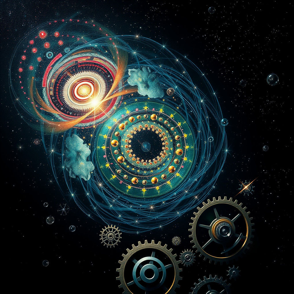 Spirograph Machine Under Starry Sky in Hyper-Realism