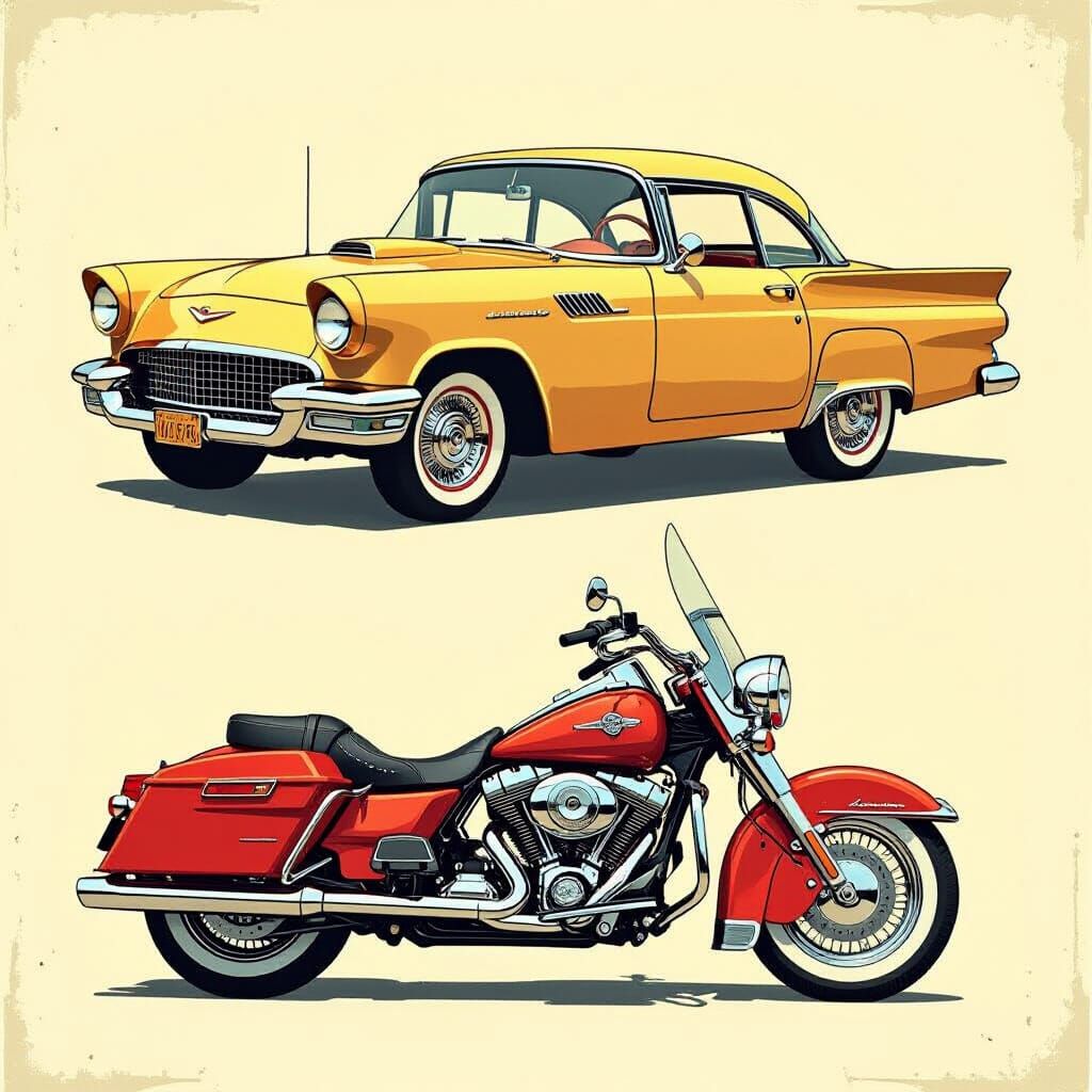 Retro Vehicle Illustration in Vintage Style