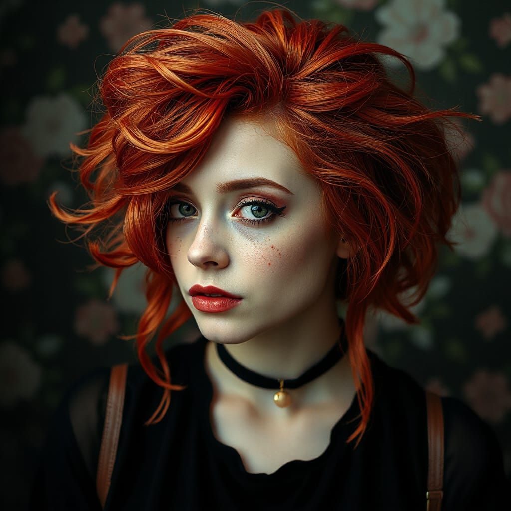 Ethereal Goth Punk Portrait in Chiaroscuro Style