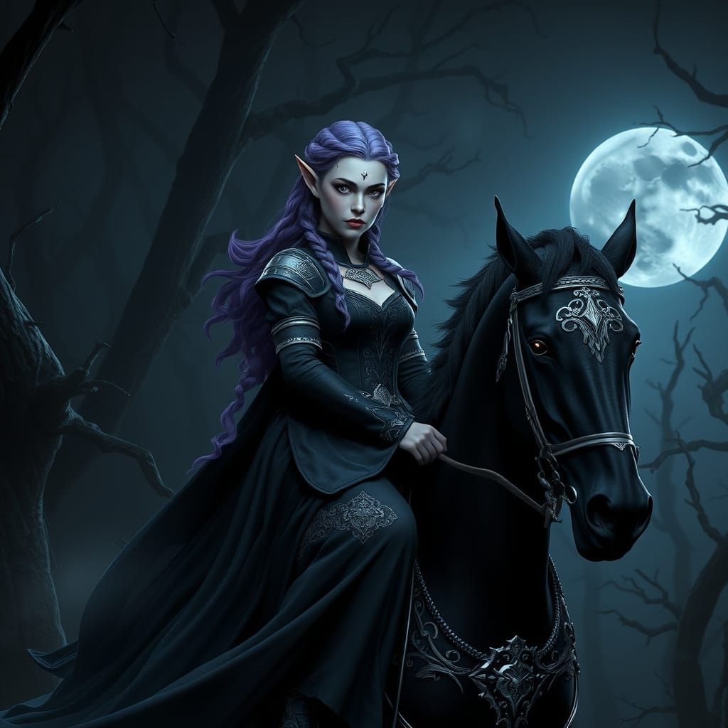 Elven Warrior Princess in Medieval Fantasy Scene