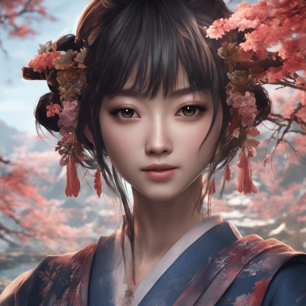 Detailed Portrait of Beautiful Japanese Girl