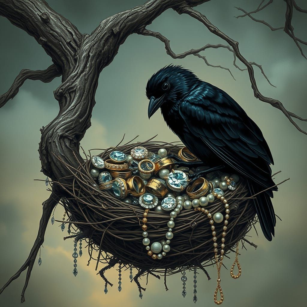 Twisted Tree Branch Holds Treasured Jewels in an Ominous Bir...