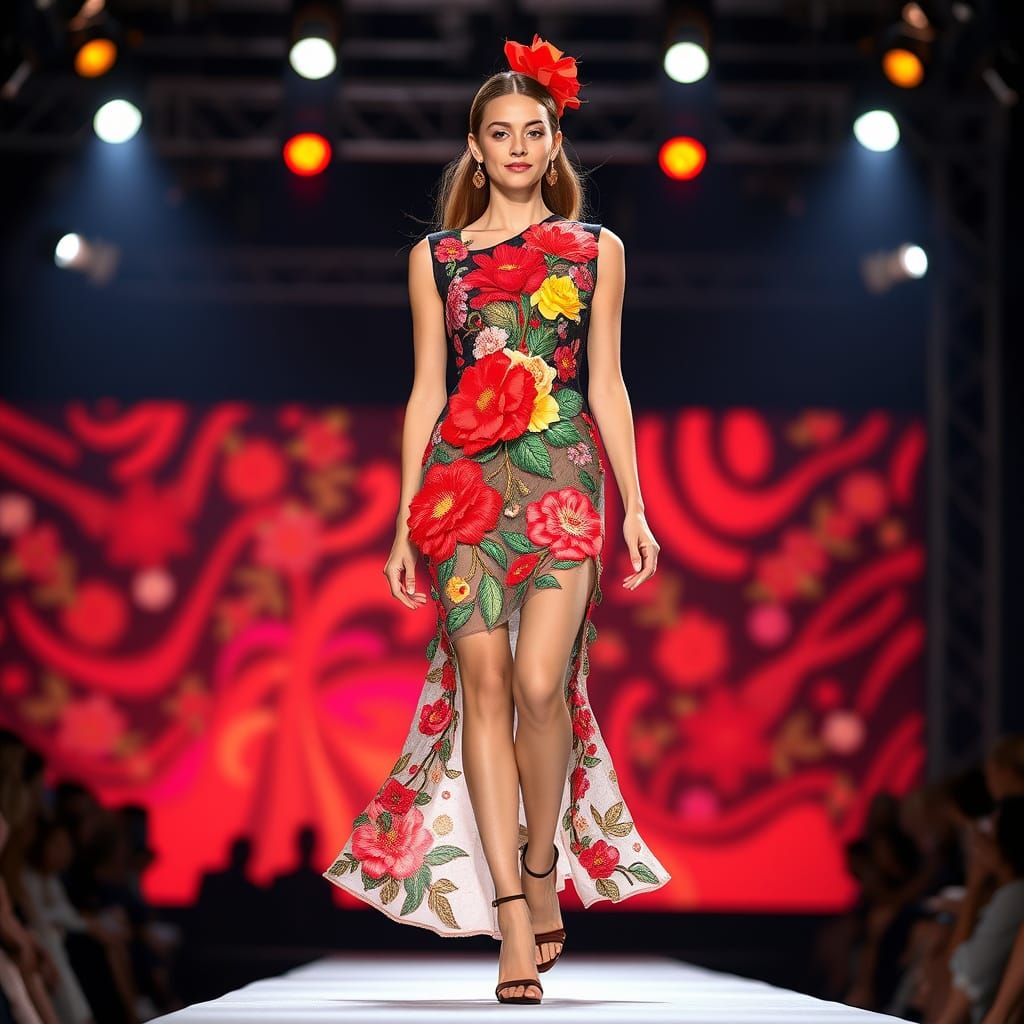 Poppy Dress Fashion Runway Inspired by High Fashion