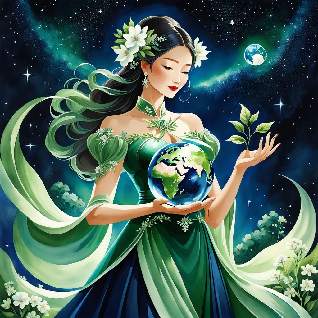 Elegant Mother Earth with Glass Earth