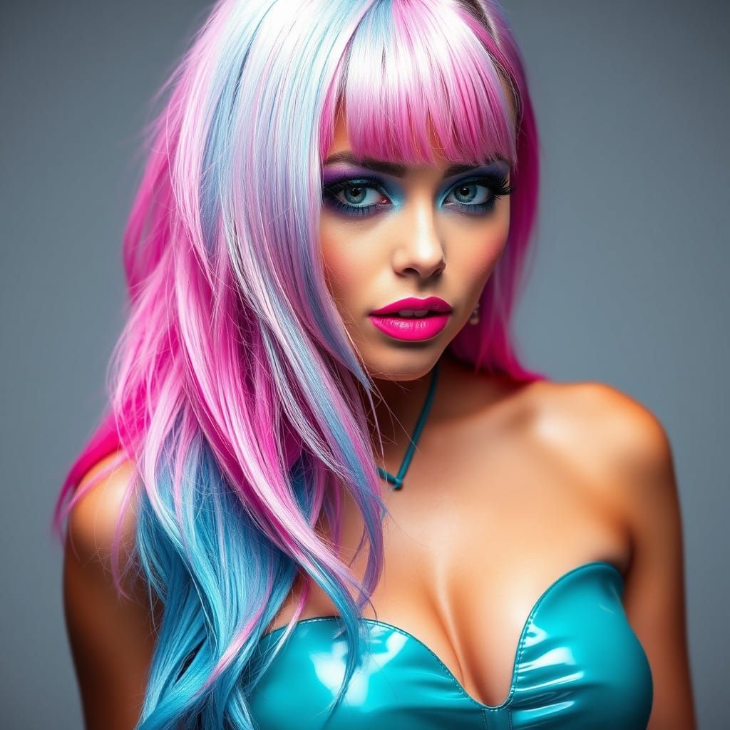 Electric Goddess: Neon Hair and PVC Chic