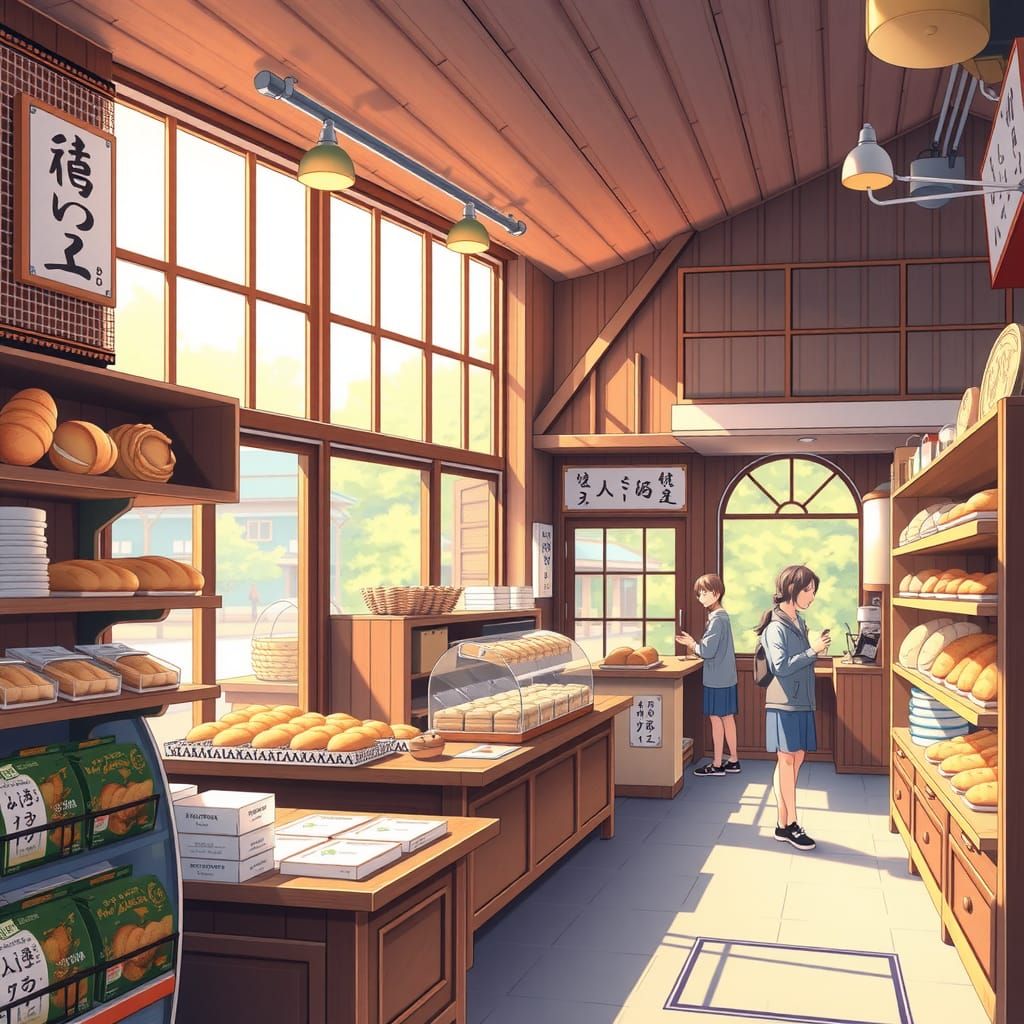 Cozy Yamazaki Bakery in Anime Key Visual Style