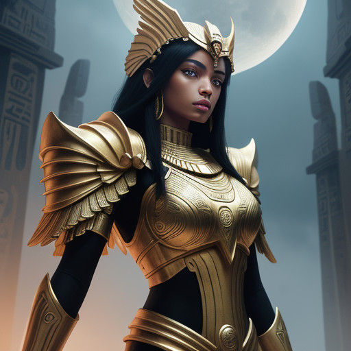 Athena in Futuristic Egyptian Goddess Armor