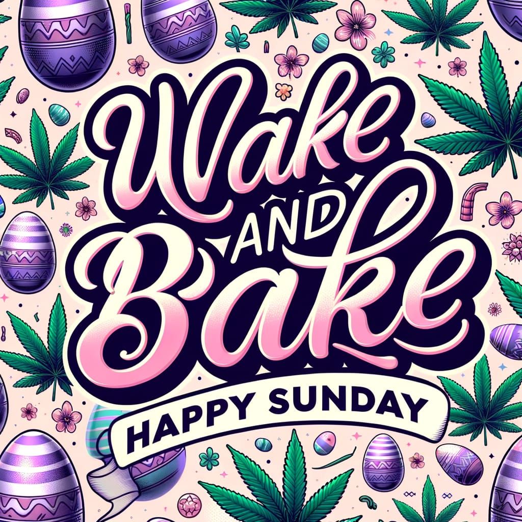 Easter Marijuana Wallpaper with Cartoonish Cursive Letters