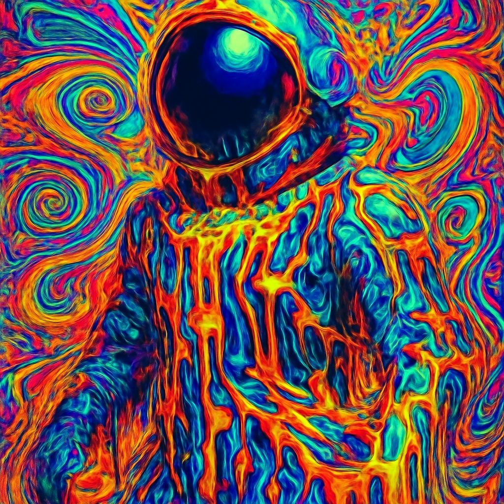 Vibrant Astronaut Melts in a Kaleidoscope of Color