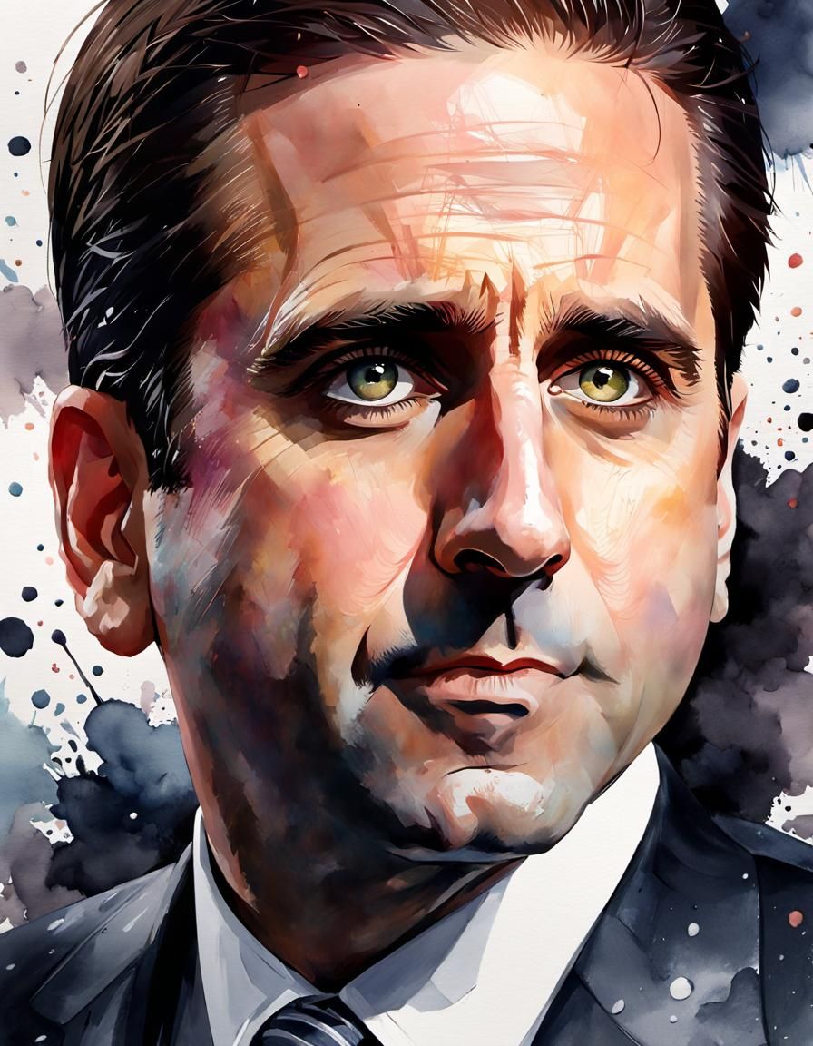 Michael Scott Watercolor Manga Portrait