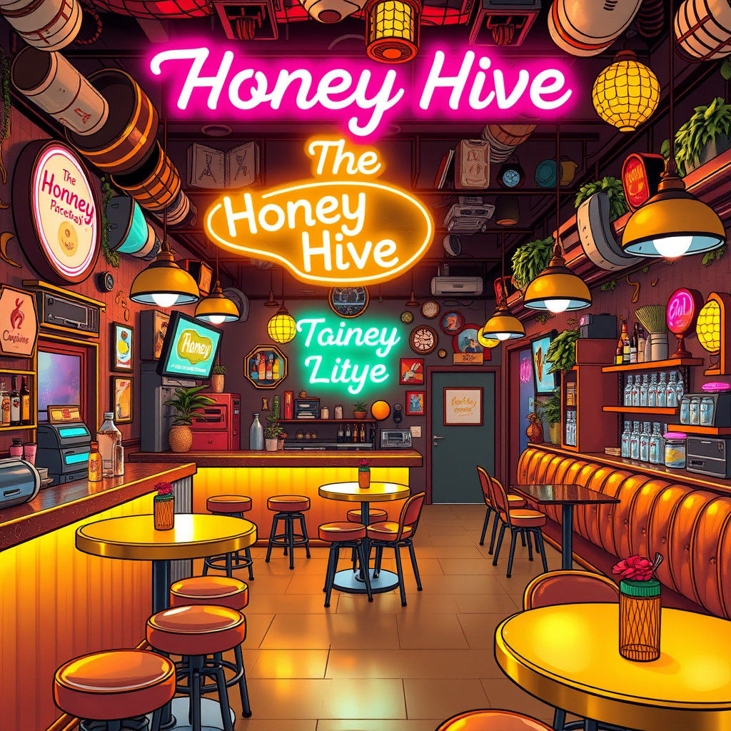 The Honey Hive: 50s Bee Bar in Anime Style