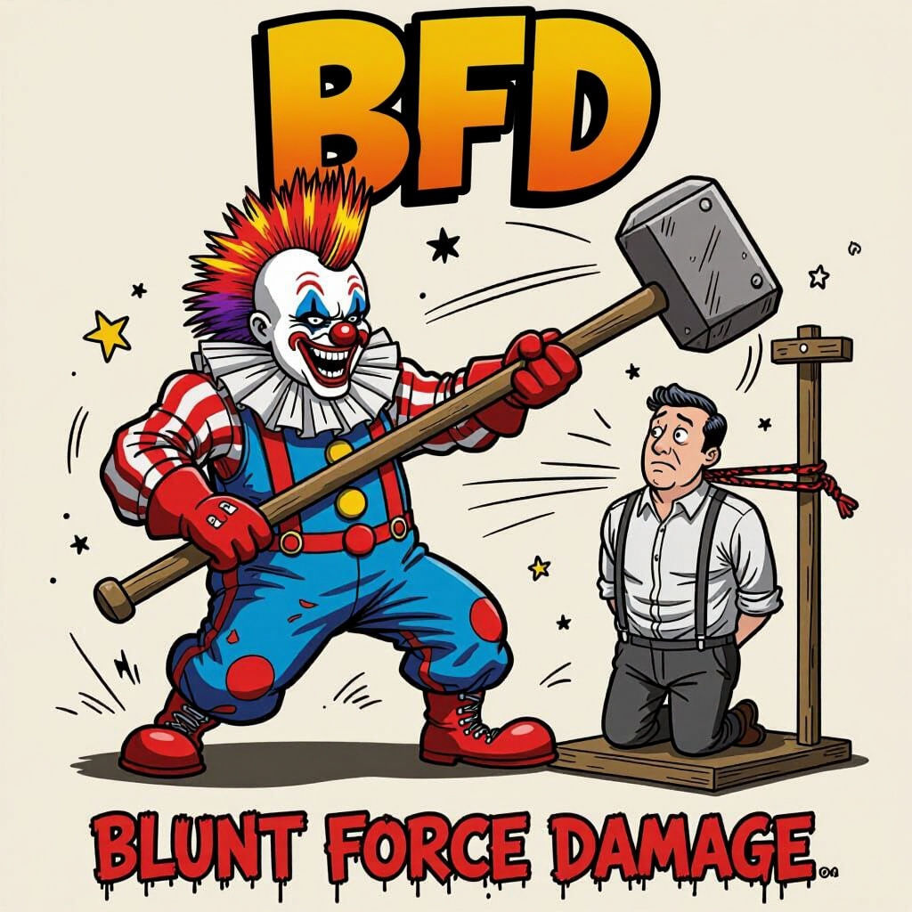 Humorous Clown with Oversized Hammer