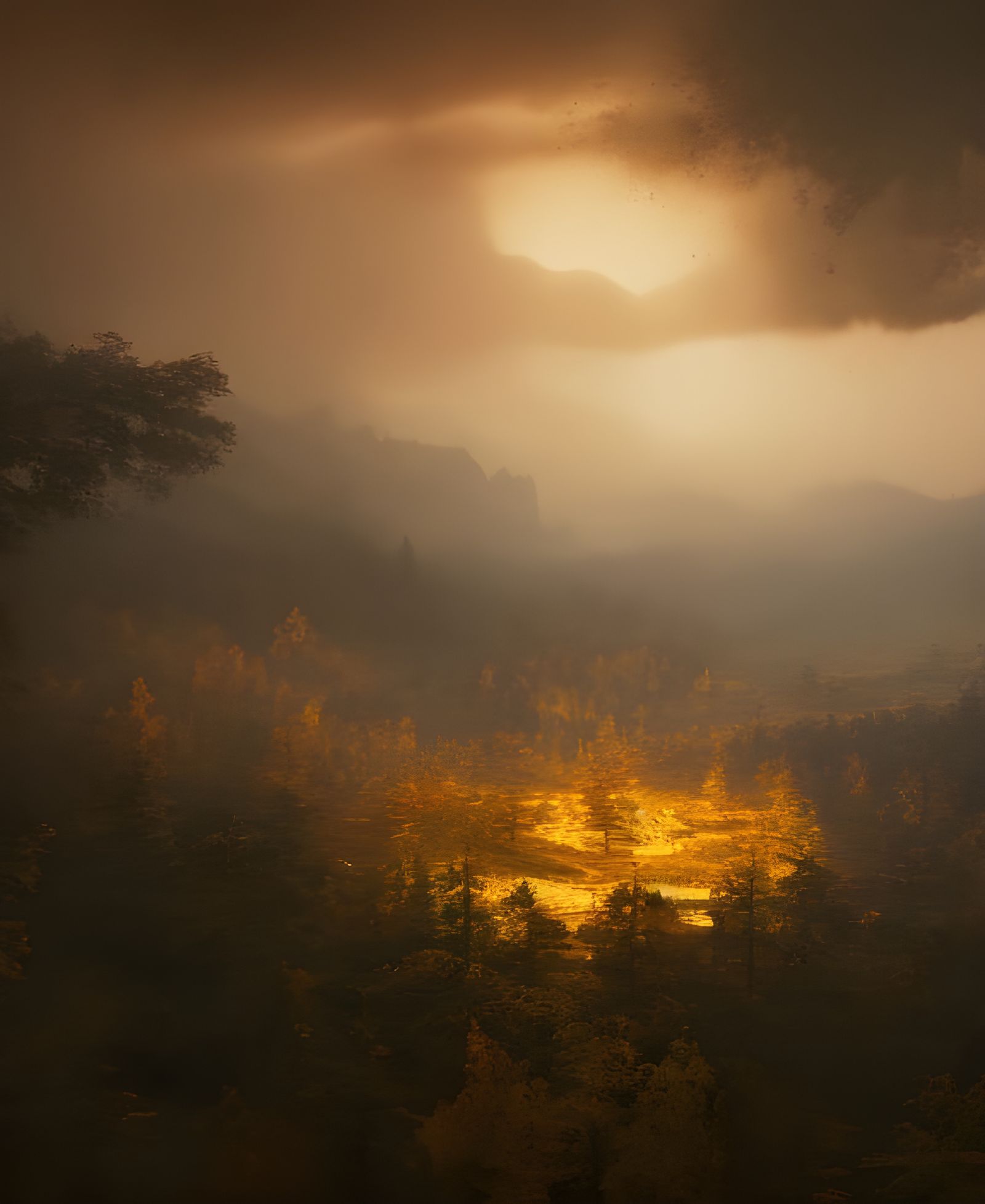 Golden Abstract Cycles: Detailed Matte Painting